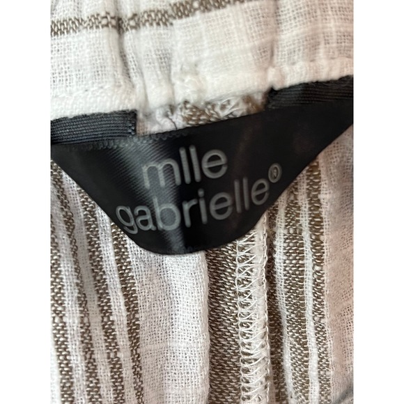 Mlle Gabrielle 2X Women's Striped Linen Blend Wide Leg Cropped Pants - Picture 3 of 10
